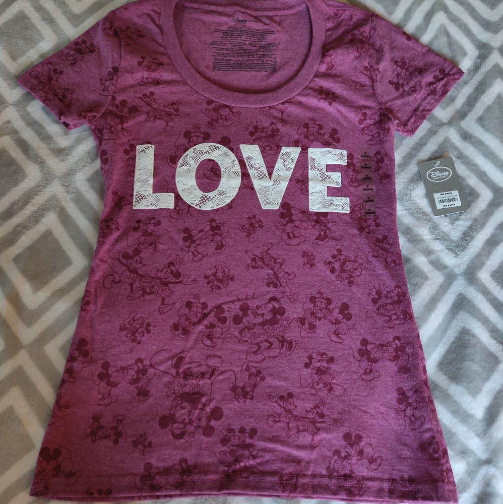 Pink Disney Mickey & Minnie love t-shirt